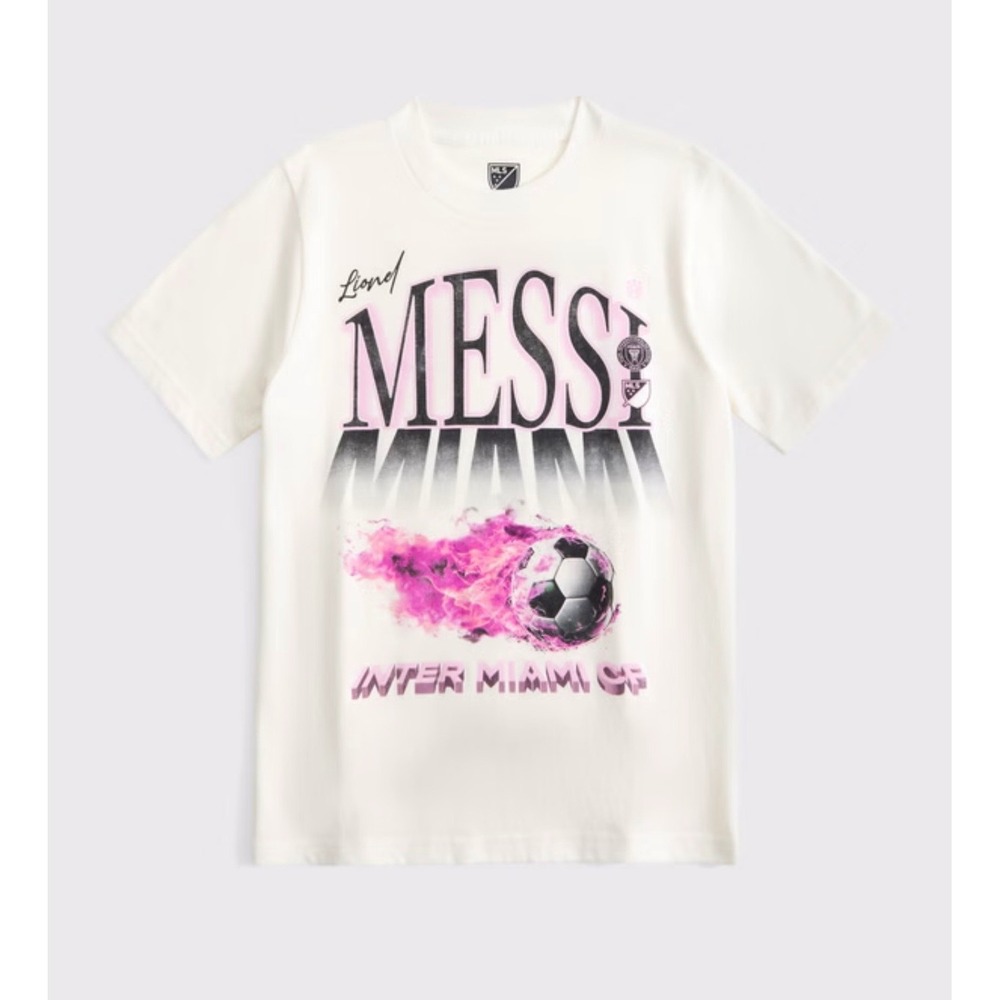 Abercrombie Kids Lionel Messi Miami Soccer Shirt Youth Size 11 12 White MLS